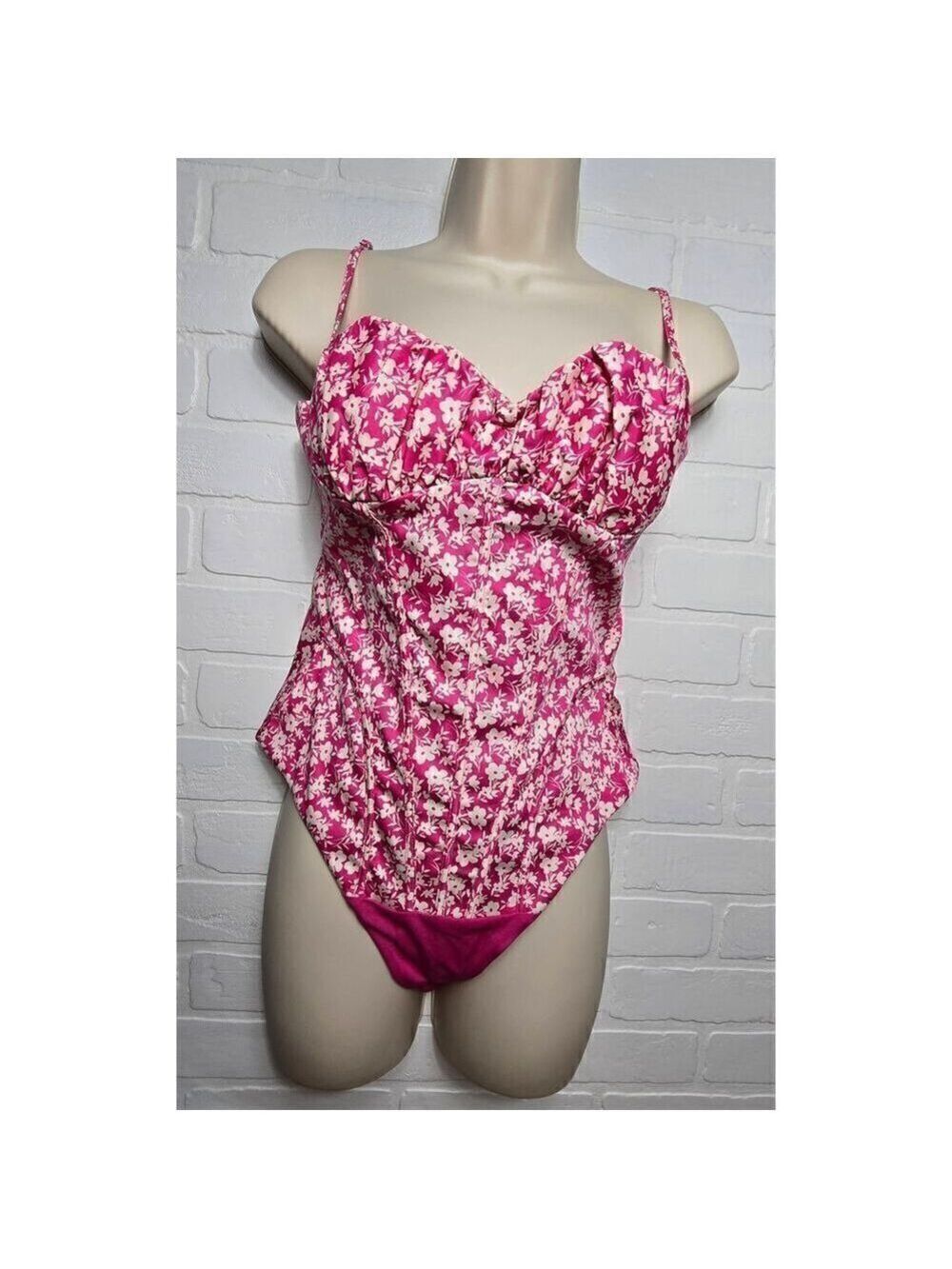 Zara Pink Floran Corset Styled BodySuit Small